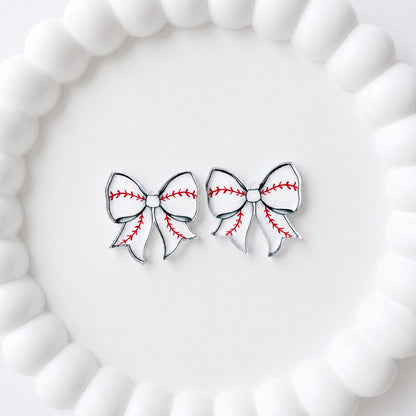 Petite Baseball Statement Bow Earring Blank (1 Pair), Acrylic Print & Cut, Laser Blank #30