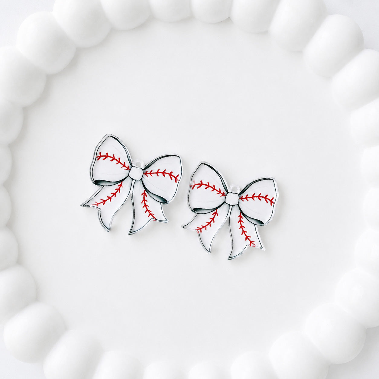 Petite Baseball Statement Bow Earring Blank (1 Pair), Acrylic Print & Cut, Laser Blank #30