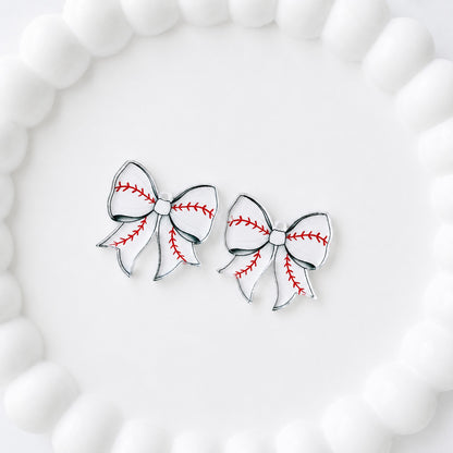 Petite Baseball Statement Bow Earring Blank (1 Pair), Acrylic Print & Cut, Laser Blank #30