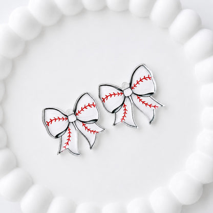 Petite Baseball Statement Bow Earring Blank (1 Pair), Acrylic Print & Cut, Laser Blank #30