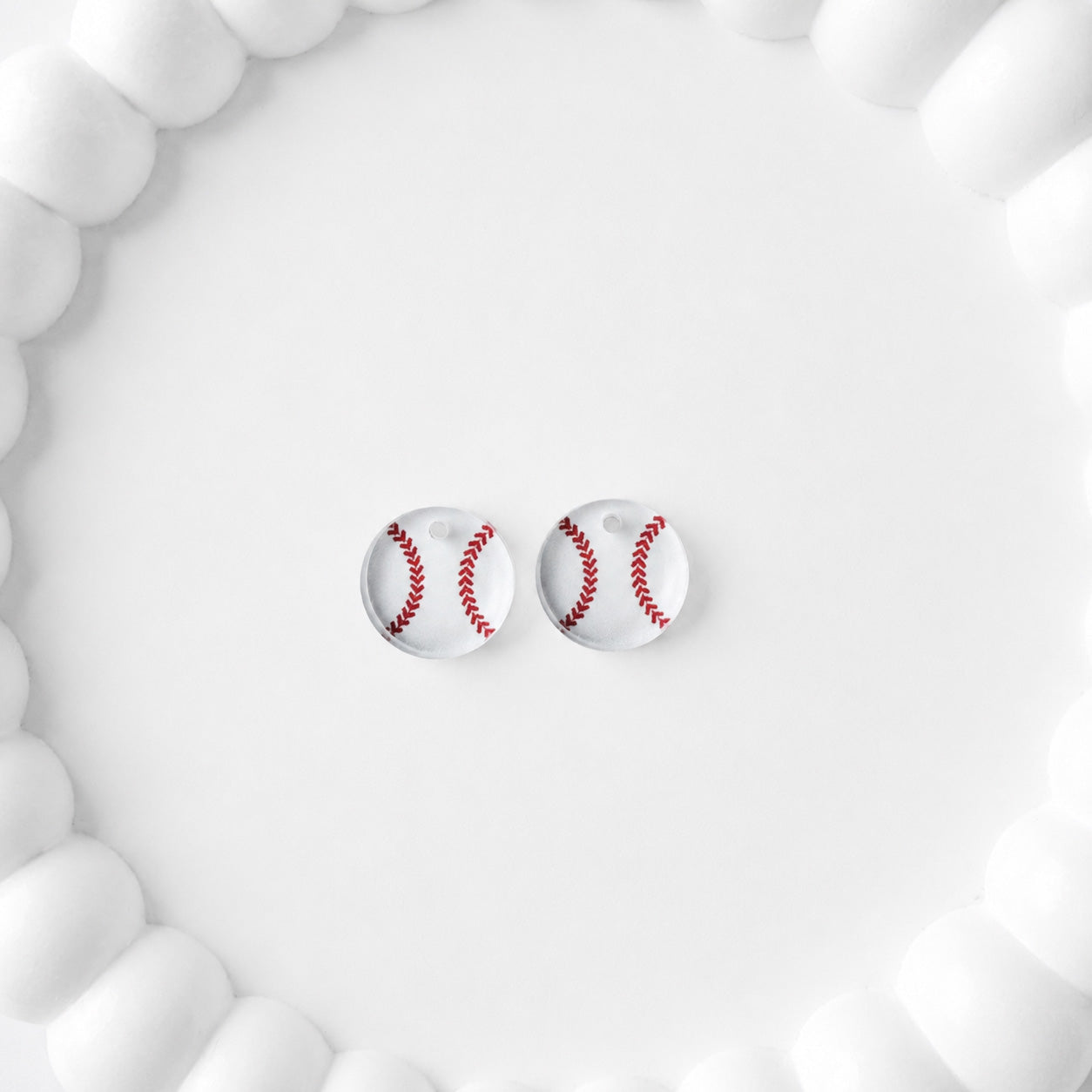 Baseball One-Hole Stud Connector Blank (5 Pairs), Acrylic Print & Cut, Laser Blank #43