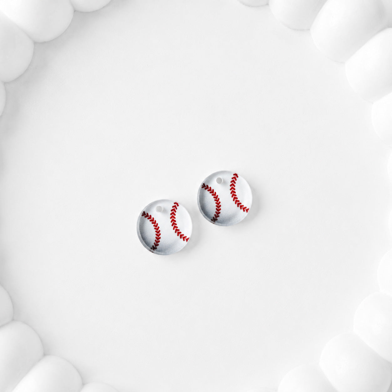 Baseball One-Hole Stud Connector Blank (5 Pairs), Acrylic Print & Cut, Laser Blank #43