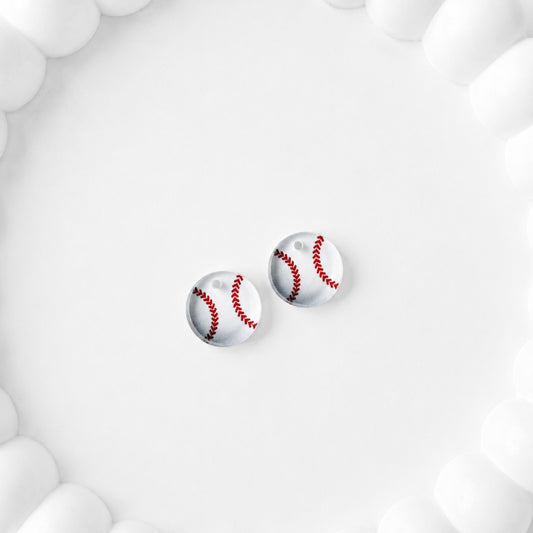 Baseball One-Hole Stud Connector Blank (5 Pairs), Acrylic Print & Cut, Laser Blank #43
