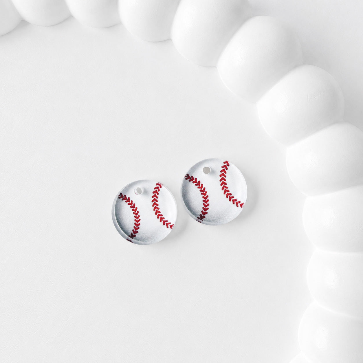Baseball One-Hole Stud Connector Blank (5 Pairs), Acrylic Print & Cut, Laser Blank #43