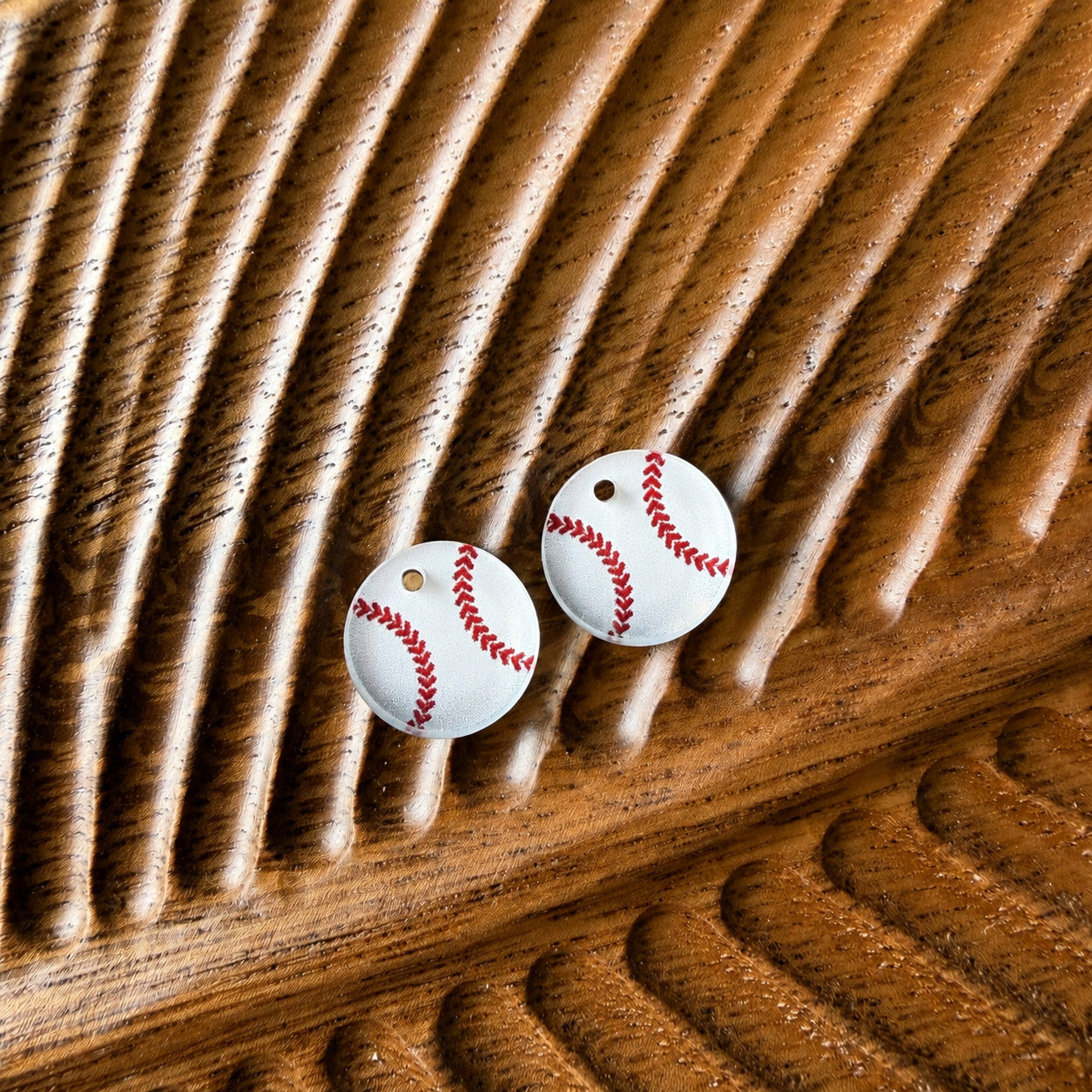 Baseball One-Hole Stud Connector Blank (5 Pairs), Acrylic Print & Cut, Laser Blank #43