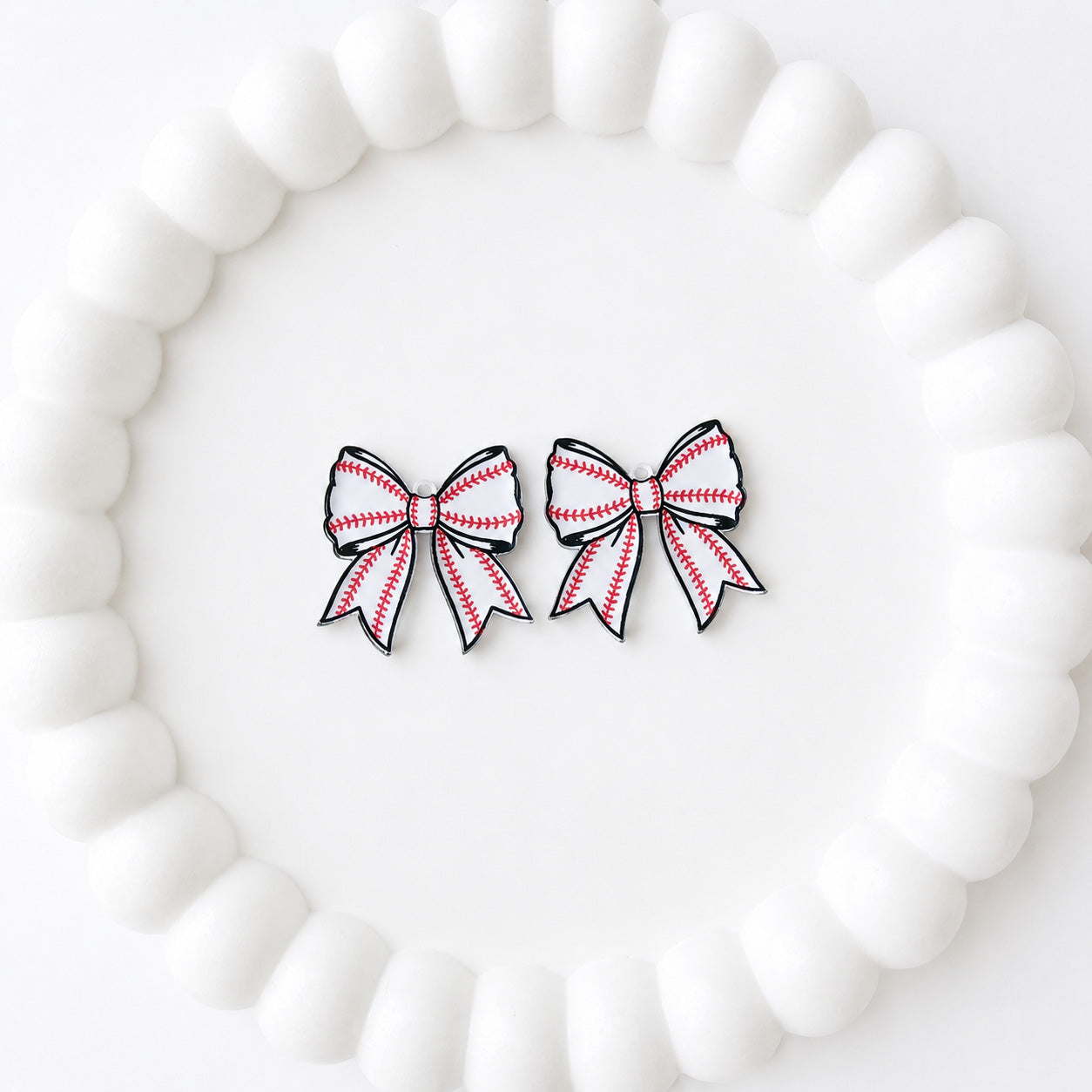 Petite Baseball Tailored Bow Earring Blank (1 Pair), Acrylic Print & Cut, Laser Blank #37