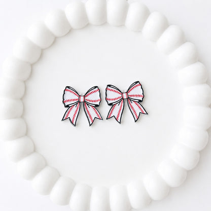 Petite Baseball Tailored Bow Earring Blank (1 Pair), Acrylic Print & Cut, Laser Blank #37