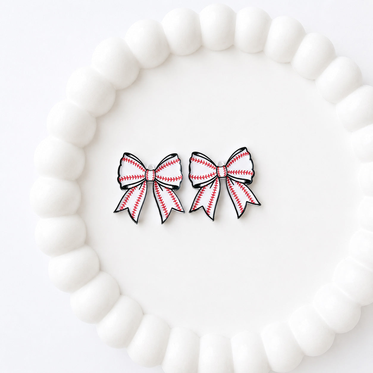 Petite Baseball Tailored Bow Earring Blank (1 Pair), Acrylic Print & Cut, Laser Blank #37