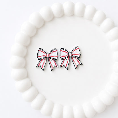 Petite Baseball Tailored Bow Earring Blank (1 Pair), Acrylic Print & Cut, Laser Blank #37