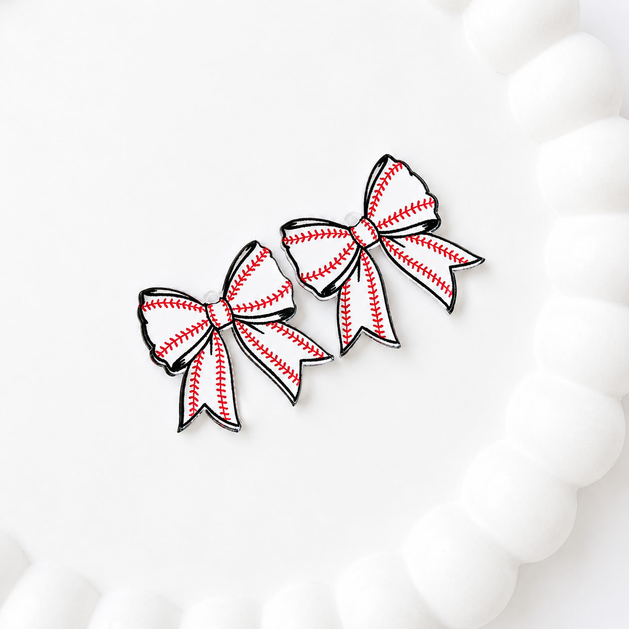 Petite Baseball Tailored Bow Earring Blank (1 Pair), Acrylic Print & Cut, Laser Blank #37