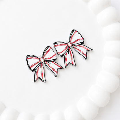 Petite Baseball Tailored Bow Earring Blank (1 Pair), Acrylic Print & Cut, Laser Blank #37