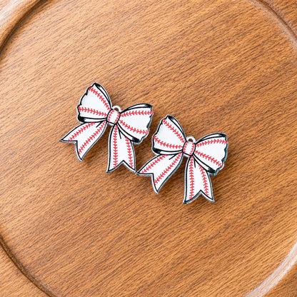 Petite Baseball Tailored Bow Earring Blank (1 Pair), Acrylic Print & Cut, Laser Blank #37