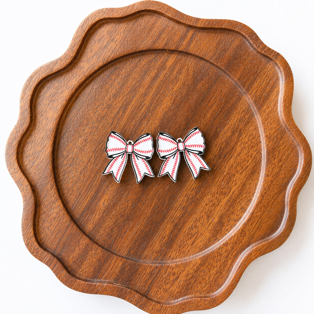 Petite Baseball Tailored Bow Earring Blank (1 Pair), Acrylic Print & Cut, Laser Blank #37