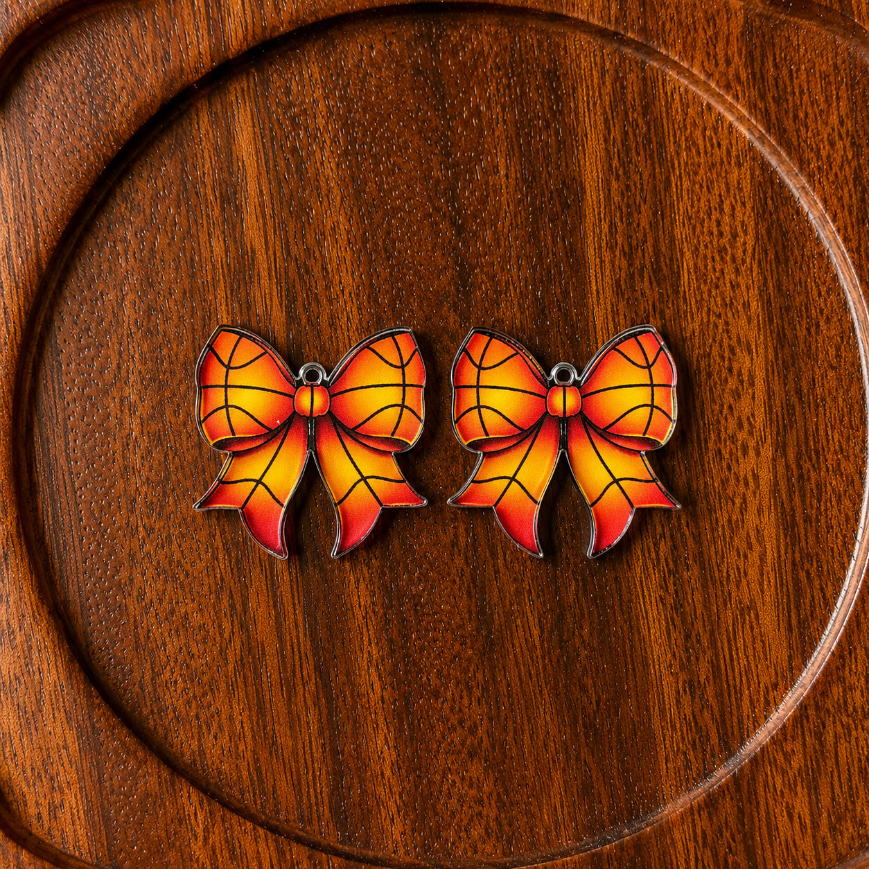Petite Basketball Statement Bow Earring Blank (1 Pair), Acrylic Print & Cut, Laser Blank #35