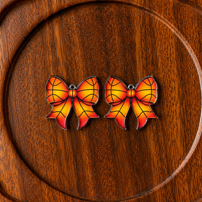 Petite Basketball Statement Bow Earring Blank (1 Pair), Acrylic Print & Cut, Laser Blank #35