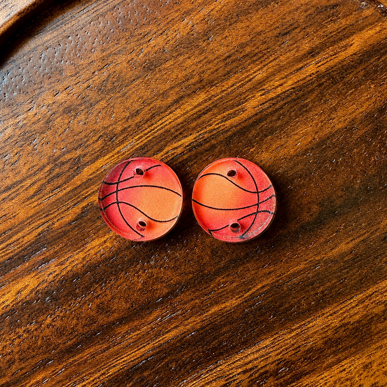 Basketball Two-Hole Connector Blank (5 Pairs), Acrylic Print & Cut, Laser Blank #46