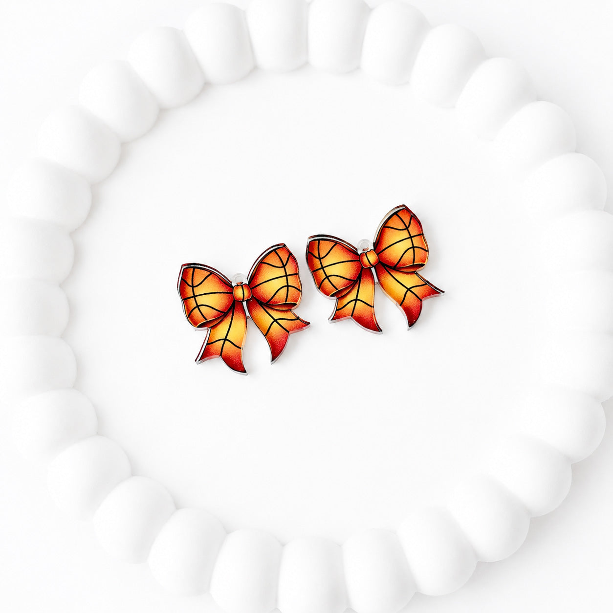 Petite Basketball Statement Bow Earring Blank (1 Pair), Acrylic Print & Cut, Laser Blank #35