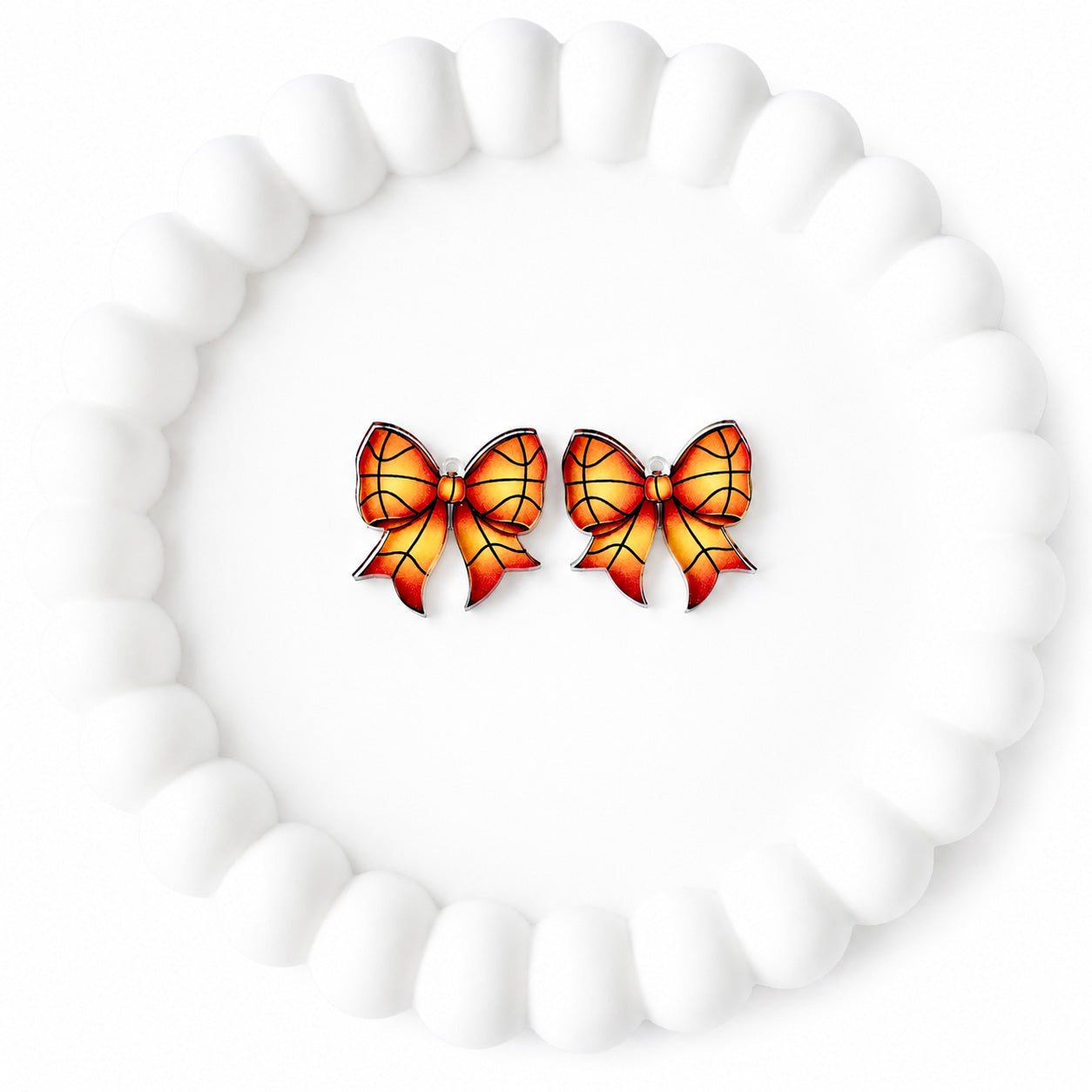 Petite Basketball Statement Bow Earring Blank (1 Pair), Acrylic Print & Cut, Laser Blank #35