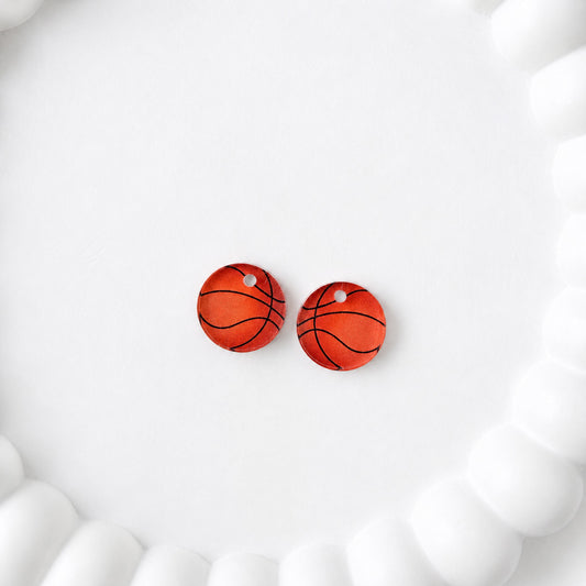 Basketball One-Hole Stud Connector Blank (5 Pairs), Acrylic Print & Cut, Laser Blank #38