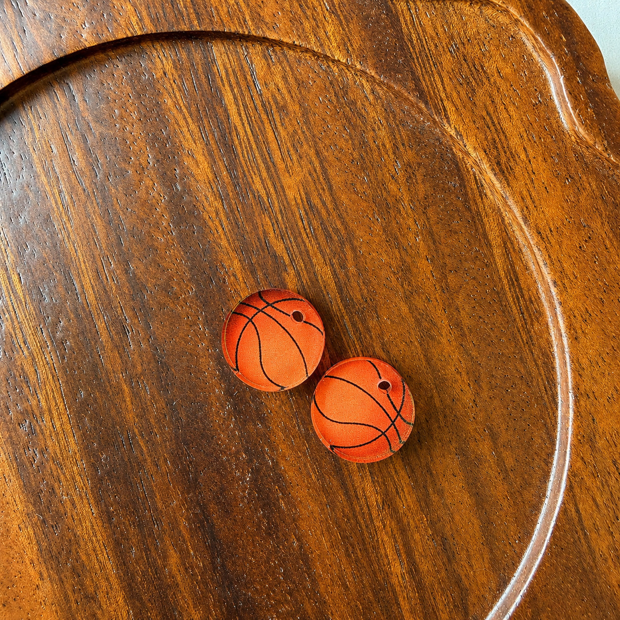 Basketball One-Hole Stud Connector Blank (5 Pairs), Acrylic Print & Cut, Laser Blank #38