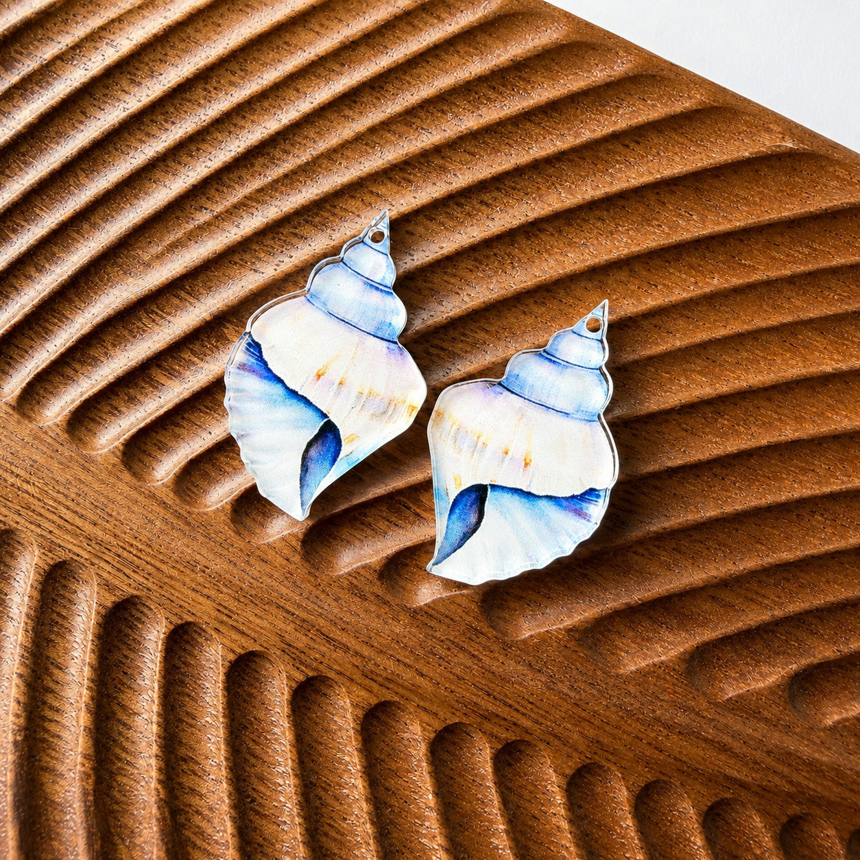 Blue Conch Shell Earring Blank (1 Pair), Acrylic Print & Cut, Laser Blank #50