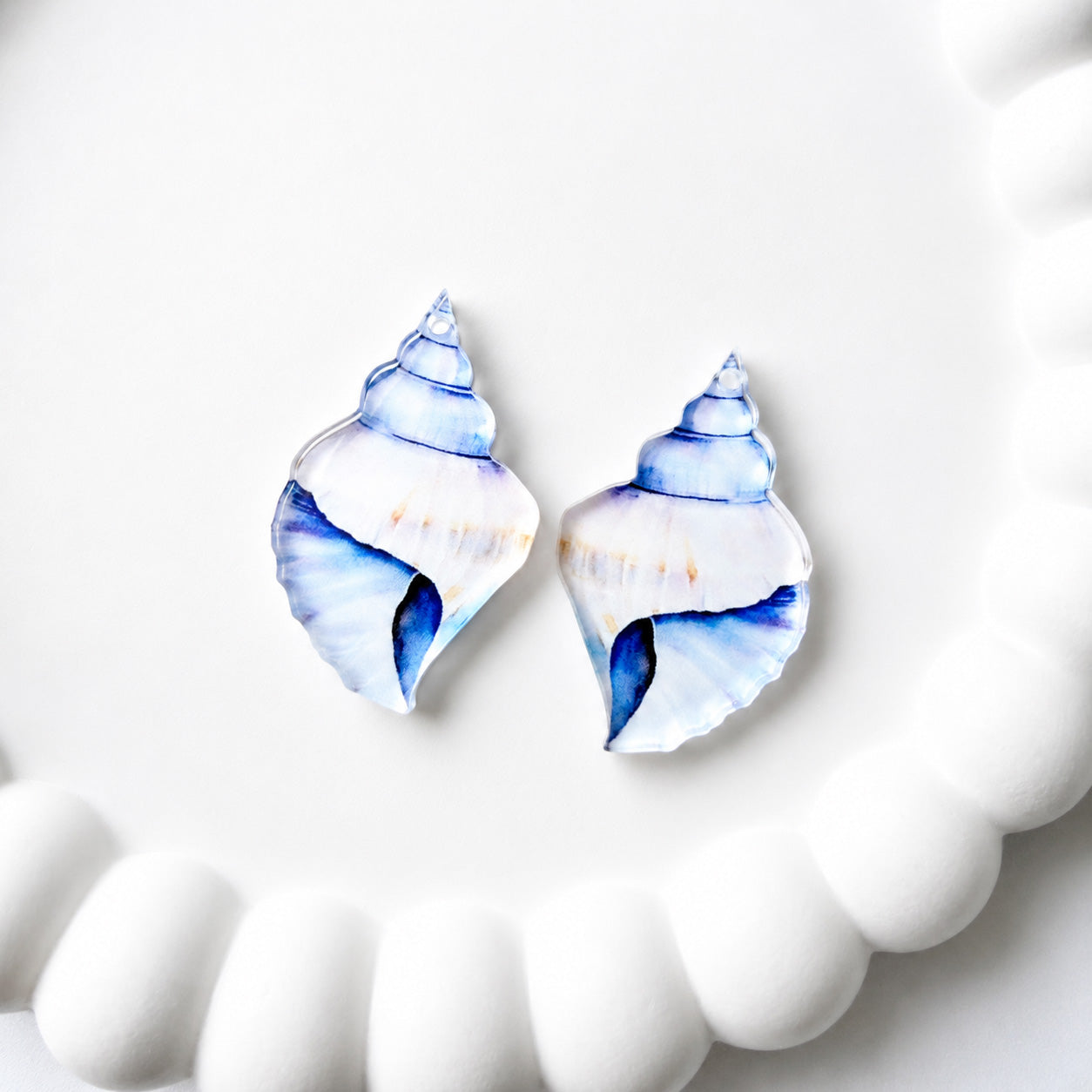 Blue Conch Shell Earring Blank (1 Pair), Acrylic Print & Cut, Laser Blank #50