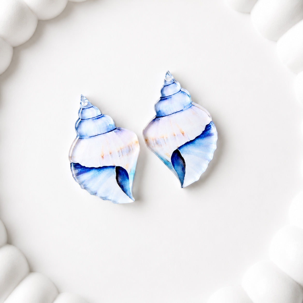 Blue Conch Shell Earring Blank (1 Pair), Acrylic Print & Cut, Laser Blank #50