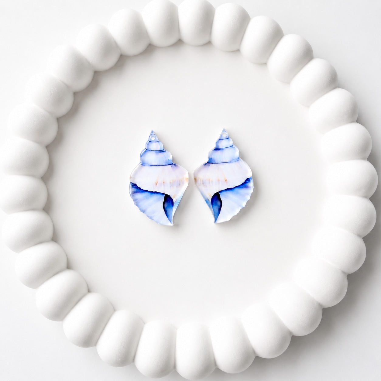 Blue Conch Shell Earring Blank (1 Pair), Acrylic Print & Cut, Laser Blank #50