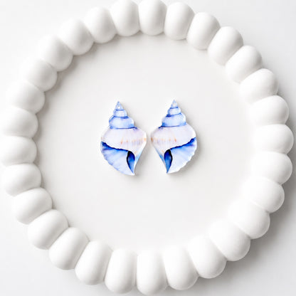 Blue Conch Shell Earring Blank (1 Pair), Acrylic Print & Cut, Laser Blank #50