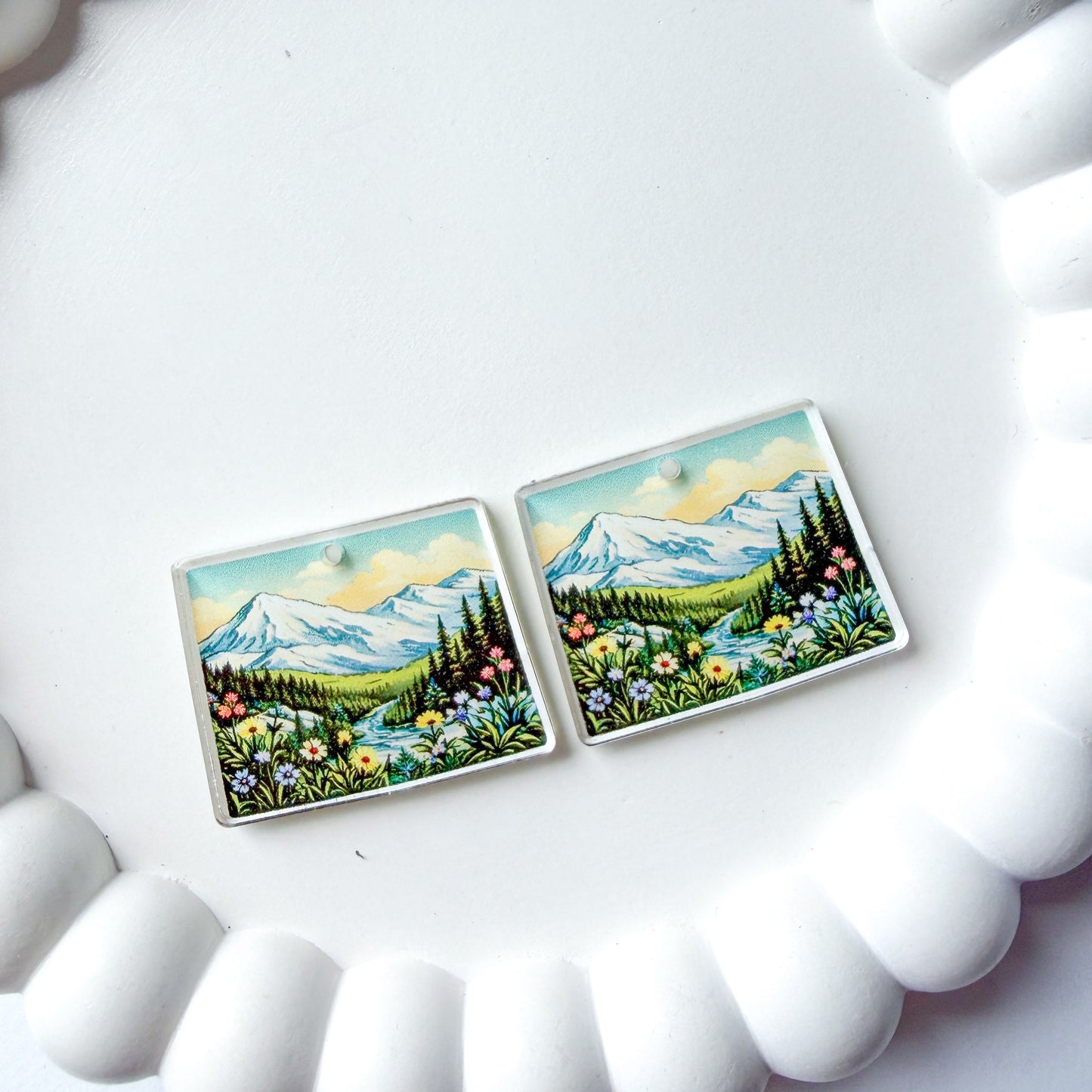 Colorado Mountains Earring Blank (1 Pair), Acrylic Print & Cut, Laser Blank #60