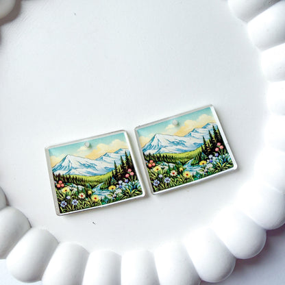 Colorado Mountains Earring Blank (1 Pair), Acrylic Print & Cut, Laser Blank #60