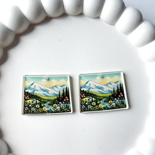 Colorado Mountains Earring Blank (1 Pair), Acrylic Print & Cut, Laser Blank #60