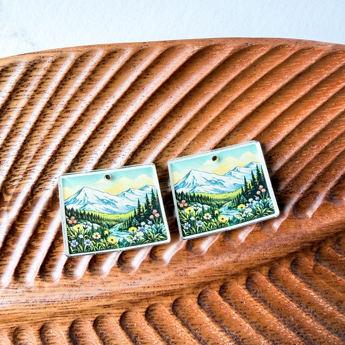 Colorado Mountains Earring Blank (1 Pair), Acrylic Print & Cut, Laser Blank #60