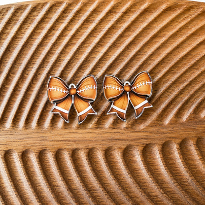 Petite Football Statement Bow Earring Blank (1 Pair), Acrylic Print & Cut, Laser Blank #32