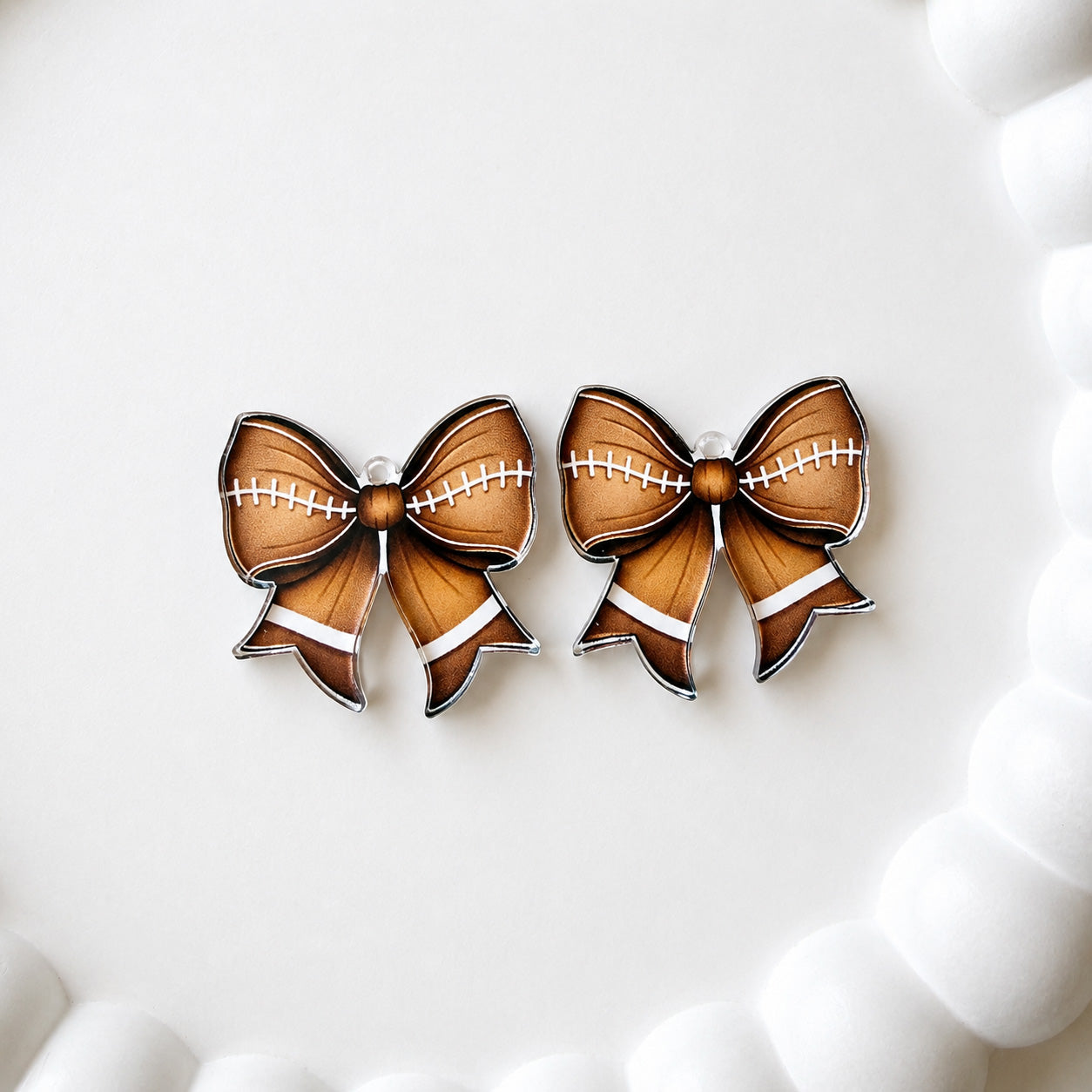 Petite Football Statement Bow Earring Blank (1 Pair), Acrylic Print & Cut, Laser Blank #32