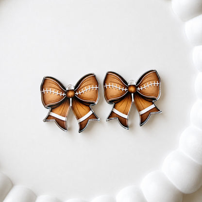 Petite Football Statement Bow Earring Blank (1 Pair), Acrylic Print & Cut, Laser Blank #32