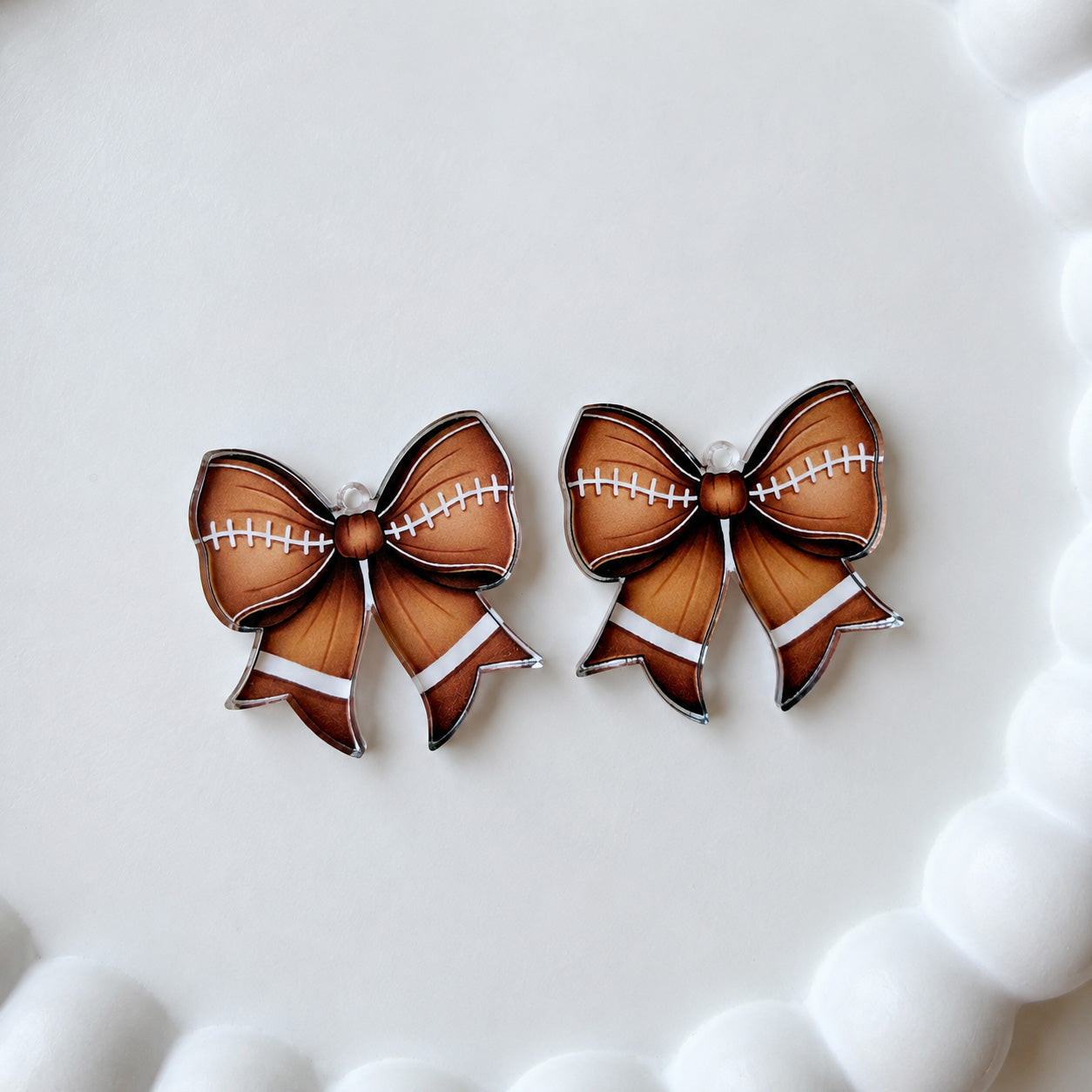 Petite Football Statement Bow Earring Blank (1 Pair), Acrylic Print & Cut, Laser Blank #32