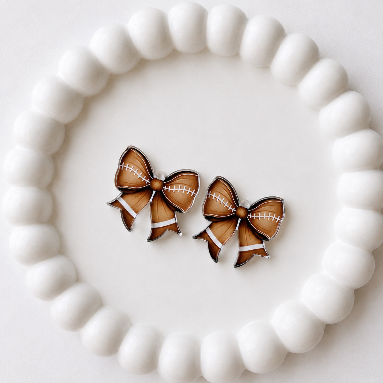 Petite Football Statement Bow Earring Blank (1 Pair), Acrylic Print & Cut, Laser Blank #32