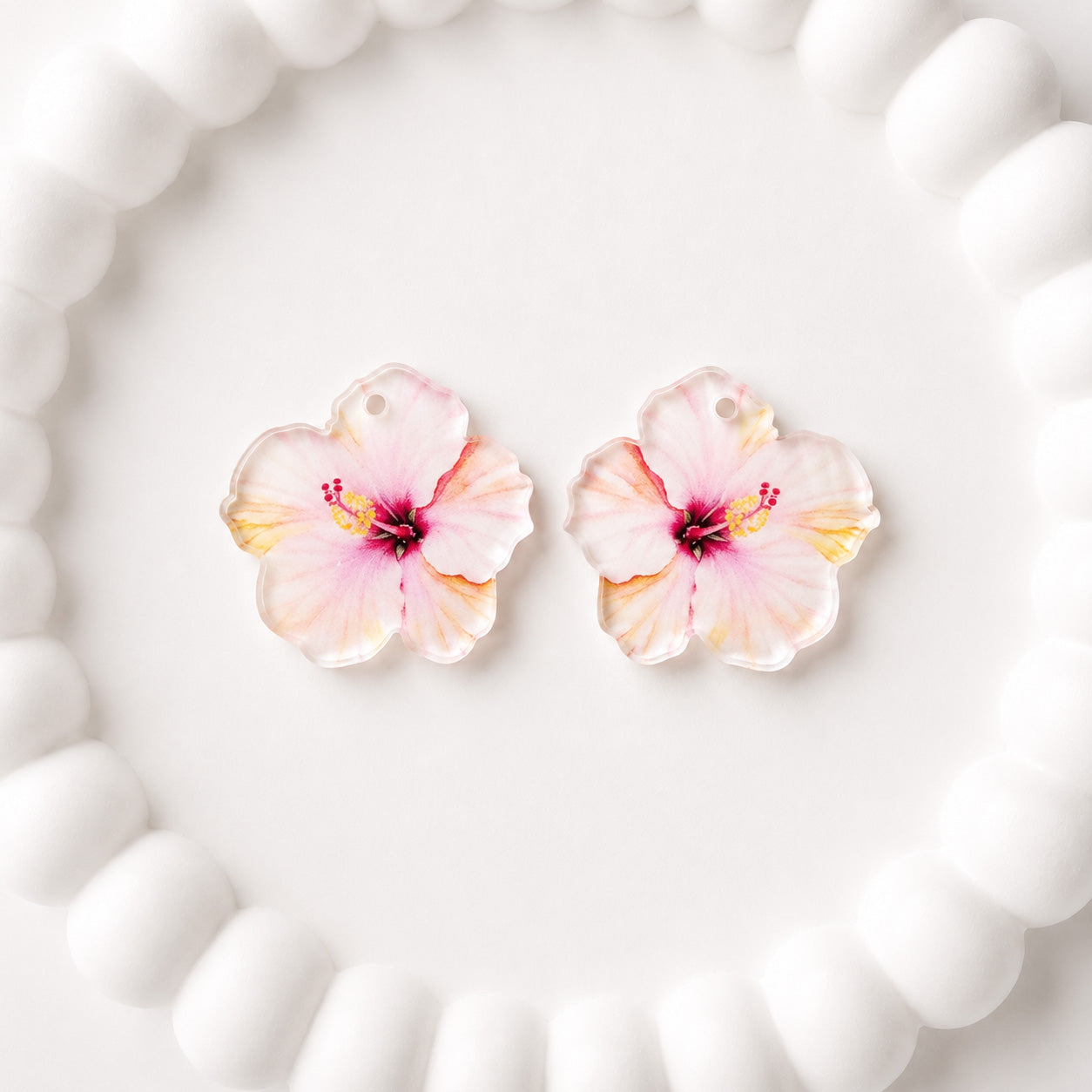 Petite Pink Hibiscus Earring Blank (1 Pair), Acrylic Print & Cut, Laser Blank #57