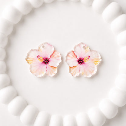 Petite Pink Hibiscus Earring Blank (1 Pair), Acrylic Print & Cut, Laser Blank #57