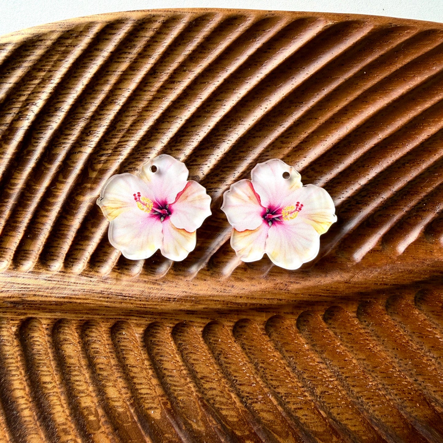 Petite Pink Hibiscus Earring Blank (1 Pair), Acrylic Print & Cut, Laser Blank #57