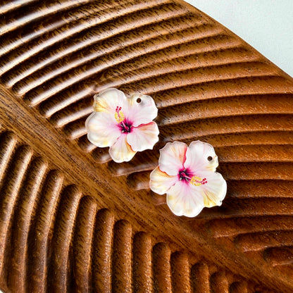 Petite Pink Hibiscus Earring Blank (1 Pair), Acrylic Print & Cut, Laser Blank #57