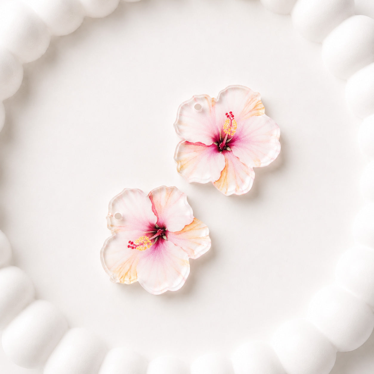 Petite Pink Hibiscus Earring Blank (1 Pair), Acrylic Print & Cut, Laser Blank #57