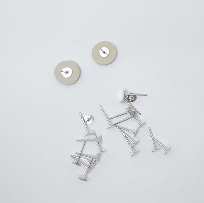 Bulk 3mm Silver Stainless Steel Regular Flat Pad Earring Posts, 100 Pieces