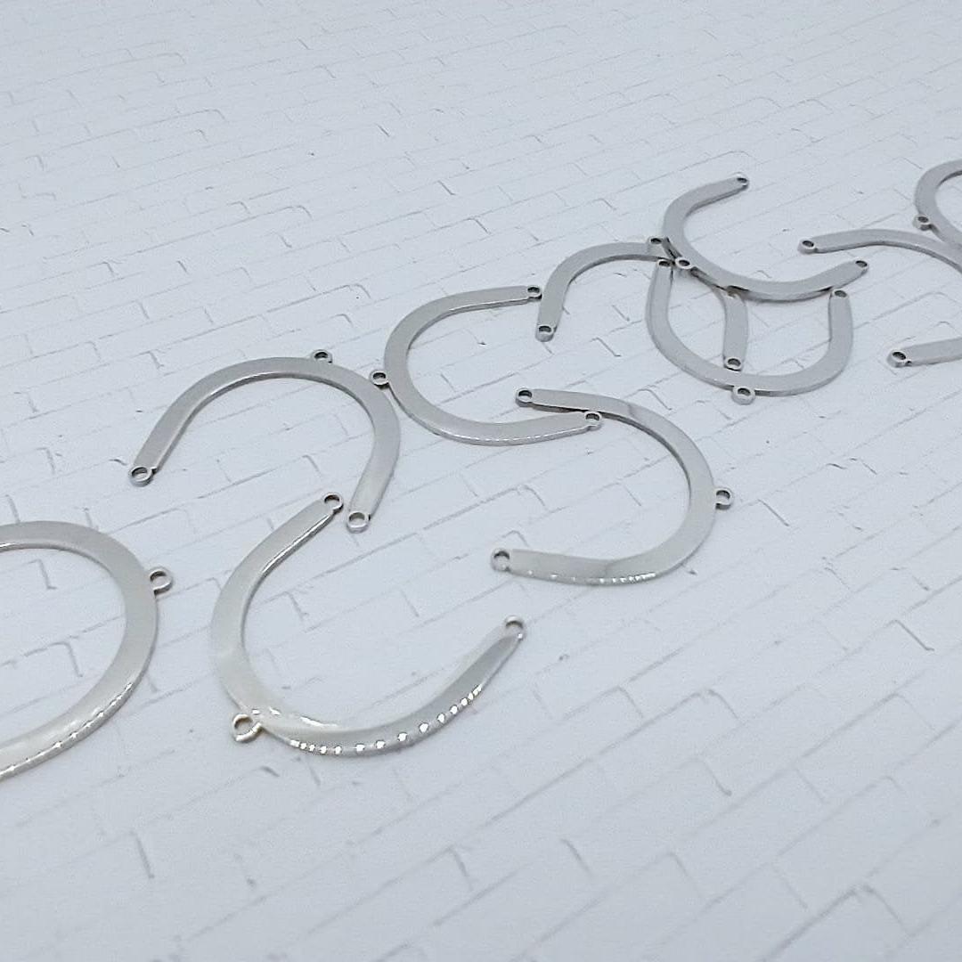 Classic Style Silver Stainless Steel Arch Connector, 10 Pieces