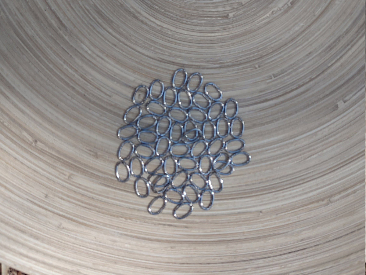 SILVER 8mm x 6mm OVAL Bulk Stainless Steel Jump Rings (18 gauge), 100 Pieces, Jump Ring #64