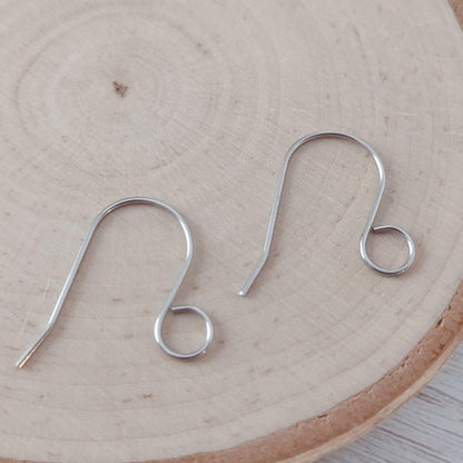 Silver Statement Large Loop Stainless Steel Ear Wires (6mm), 20 Pieces
