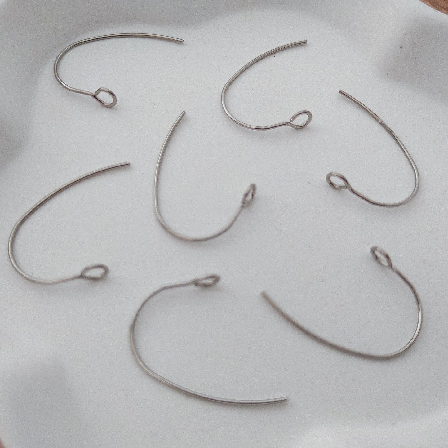 Silver Modern Forward-Facing Stainless Steel Ear Wires, 20 Pieces