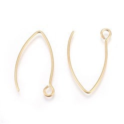 Gold Regular Loop Stainless Steel V Ear Wires 2.5mm Hole, 20 Pieces