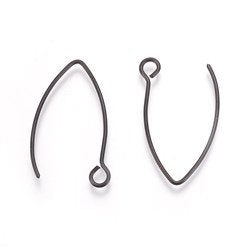 Black Stainless Steel V Ear Wires 2.5mm Hole, 20 Pieces